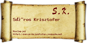 Sáros Krisztofer névjegykártya